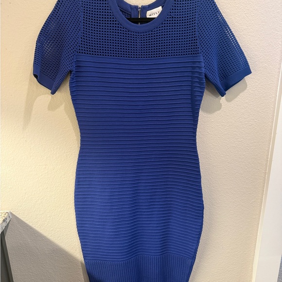 Milly Royal Blue Textured Mini Dress - Picture 1 of 8